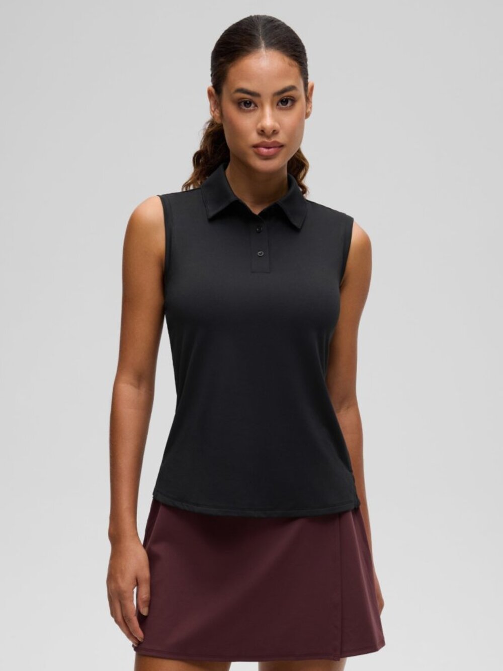 Hip Length Slim Fit Sleeveless Polo